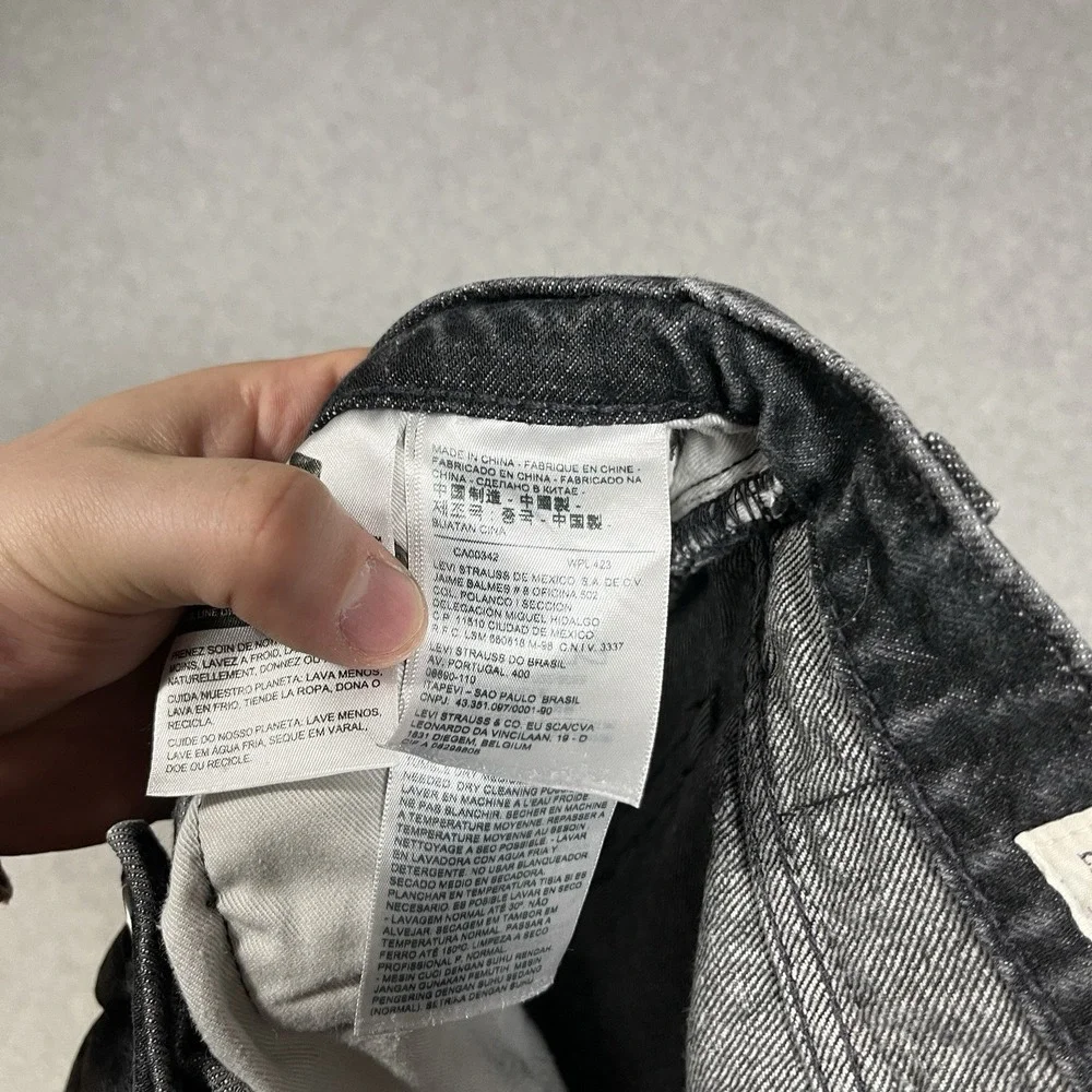 Levis Premium Jeans Mens 29x30 (Fit 30x28) Black 502 Taper Cotton Blend Stretch